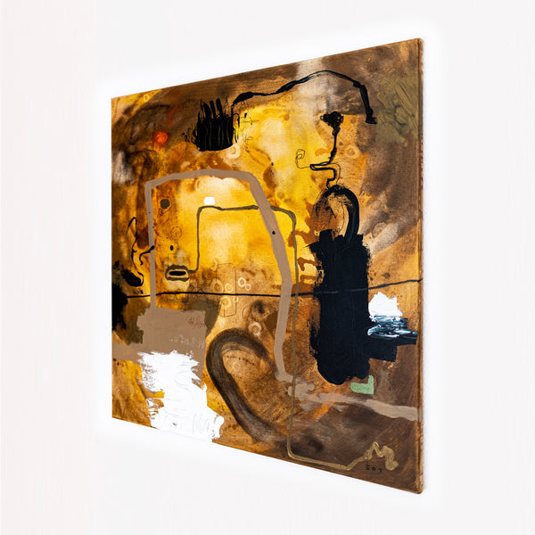 Abstract Painting - Original Wall Art – Oil & Acrylic on Canvas – Earth tone Contemporary Modern Art – Meursault (32"x32" | 81x81cm)