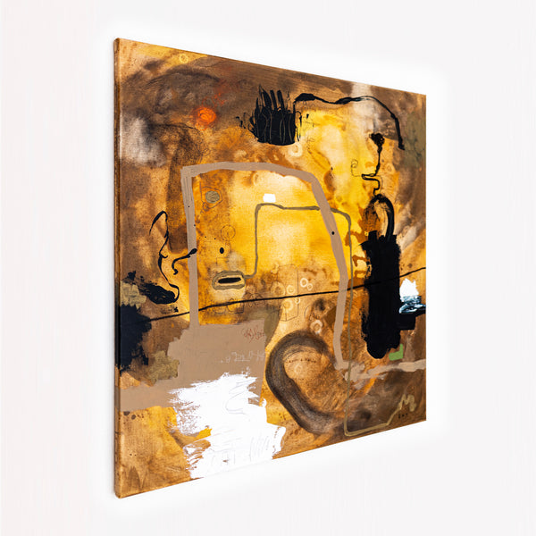 Abstract Painting - Original Wall Art – Oil & Acrylic on Canvas – Earth tone Contemporary Modern Art – Meursault (32"x32" | 81x81cm)
