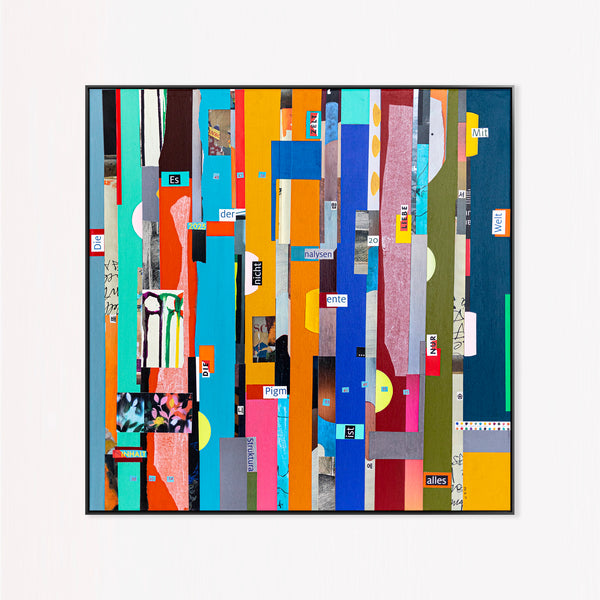 Abstract Painting – Original Collage Wall Art – Mixed Media on Canvas – Modern Geometric Collage – Mid-Century Rithmo (30"x30" | 76x76cm)