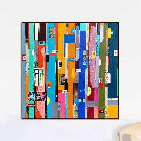 Abstract Painting – Original Collage Wall Art – Mixed Media on Canvas – Modern Geometric Collage – Mid-Century Rithmo (30"x30" | 76x76cm)