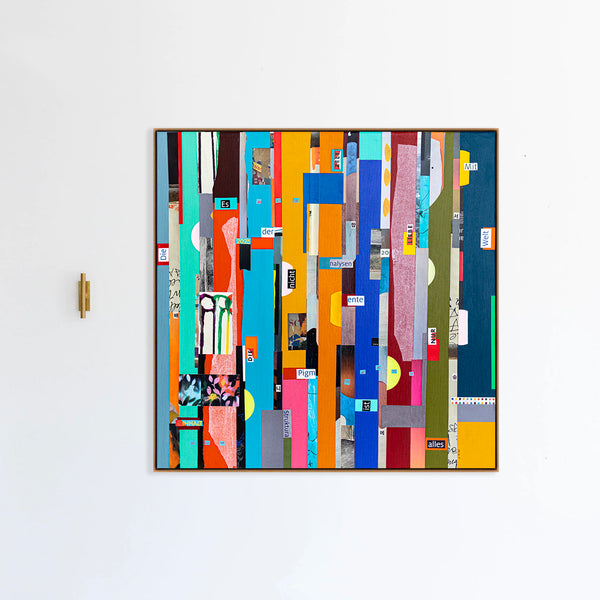 Abstract Painting – Original Collage Wall Art – Mixed Media on Canvas – Modern Geometric Collage – Mid-Century Rithmo (30"x30" | 76x76cm)