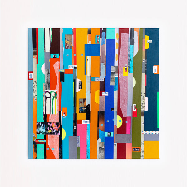 Abstract Painting – Original Collage Wall Art – Mixed Media on Canvas – Modern Geometric Collage – Mid-Century Rithmo (30"x30" | 76x76cm)