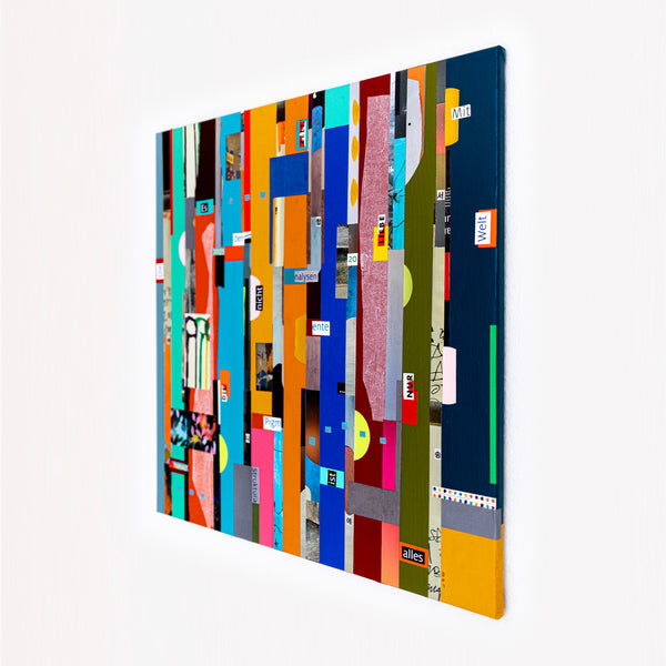 Abstract Painting – Original Collage Wall Art – Mixed Media on Canvas – Modern Geometric Collage – Mid-Century Rithmo (30"x30" | 76x76cm)