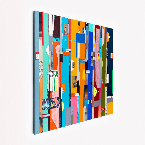 Abstract Painting – Original Collage Wall Art – Mixed Media on Canvas – Modern Geometric Collage – Mid-Century Rithmo (30"x30" | 76x76cm)