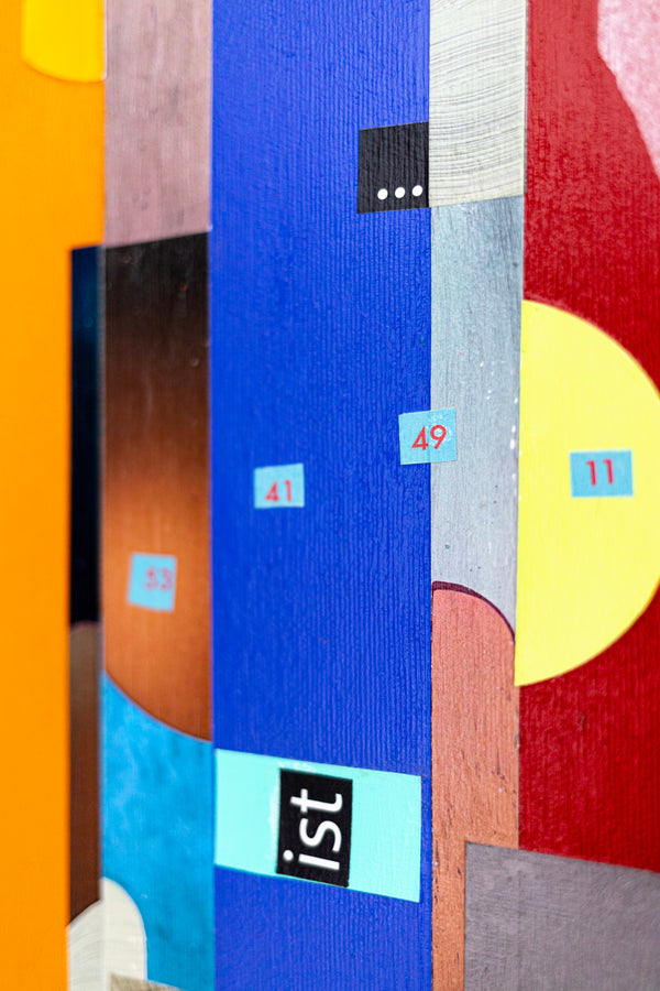 Abstract Painting – Original Collage Wall Art – Mixed Media on Canvas – Modern Geometric Collage – Mid-Century Rithmo (30"x30" | 76x76cm)