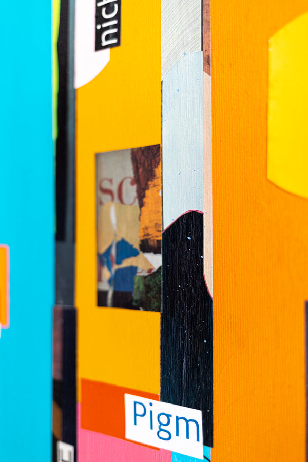 Abstract Painting – Original Collage Wall Art – Mixed Media on Canvas – Modern Geometric Collage – Mid-Century Rithmo (30"x30" | 76x76cm)