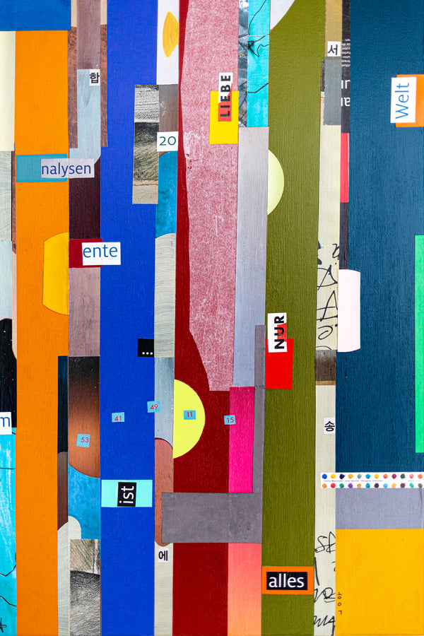 Abstract Painting – Original Collage Wall Art – Mixed Media on Canvas – Modern Geometric Collage – Mid-Century Rithmo (30"x30" | 76x76cm)