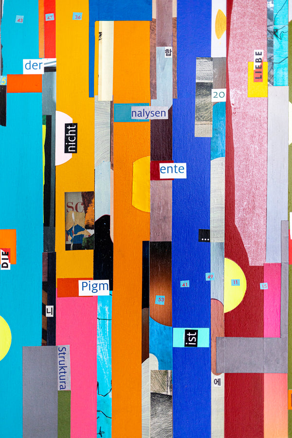 Abstract Painting – Original Collage Wall Art – Mixed Media on Canvas – Modern Geometric Collage – Mid-Century Rithmo (30"x30" | 76x76cm)