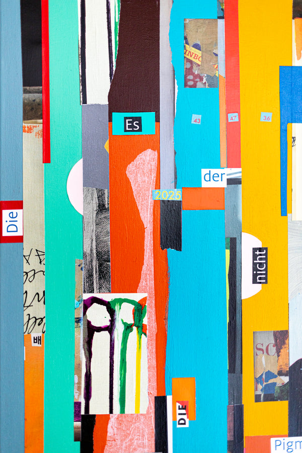 Abstract Painting – Original Collage Wall Art – Mixed Media on Canvas – Modern Geometric Collage – Mid-Century Rithmo (30"x30" | 76x76cm)