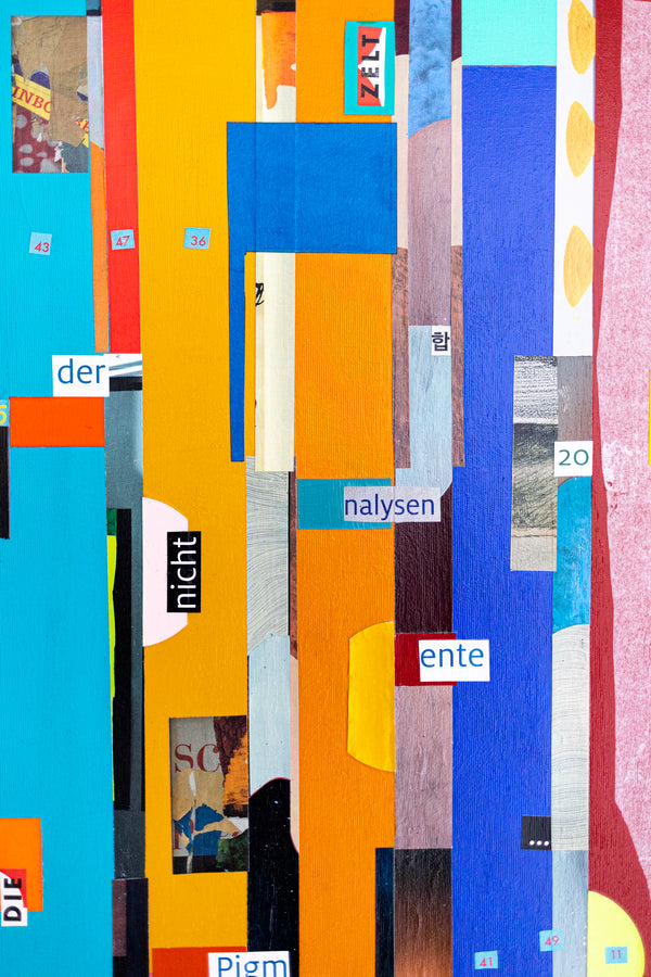 Abstract Painting – Original Collage Wall Art – Mixed Media on Canvas – Modern Geometric Collage – Mid-Century Rithmo (30"x30" | 76x76cm)