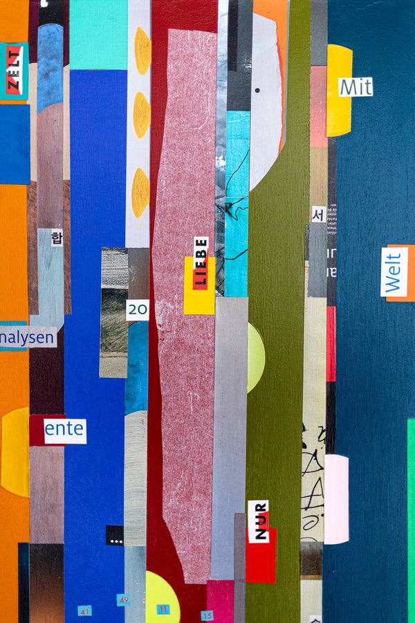 Abstract Painting – Original Collage Wall Art – Mixed Media on Canvas – Modern Geometric Collage – Mid-Century Rithmo (30"x30" | 76x76cm)