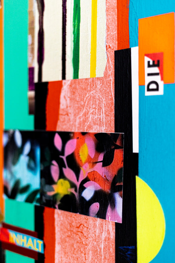 Abstract Painting – Original Collage Wall Art – Mixed Media on Canvas – Modern Geometric Collage – Mid-Century Rithmo (30"x30" | 76x76cm)