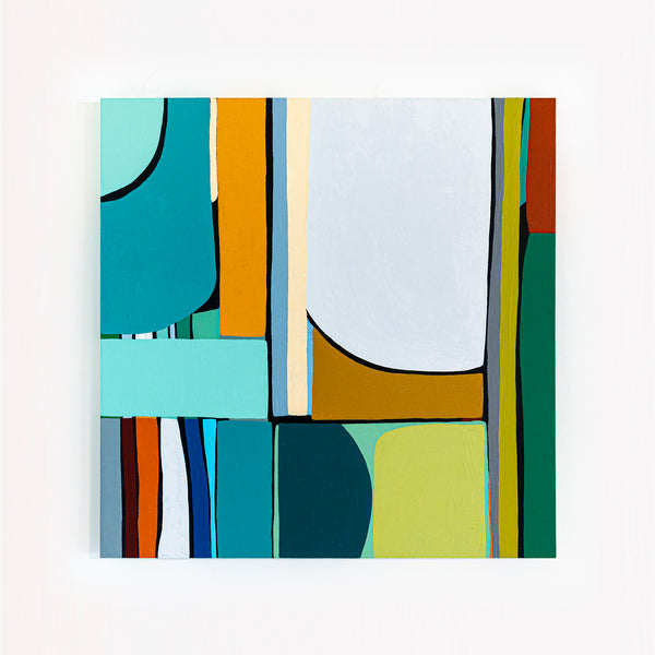 Original Abstract Colorful Painting, Unique Modern Minimalist Canvas Wall Art | Mid-century Rendezvous (36"x36")