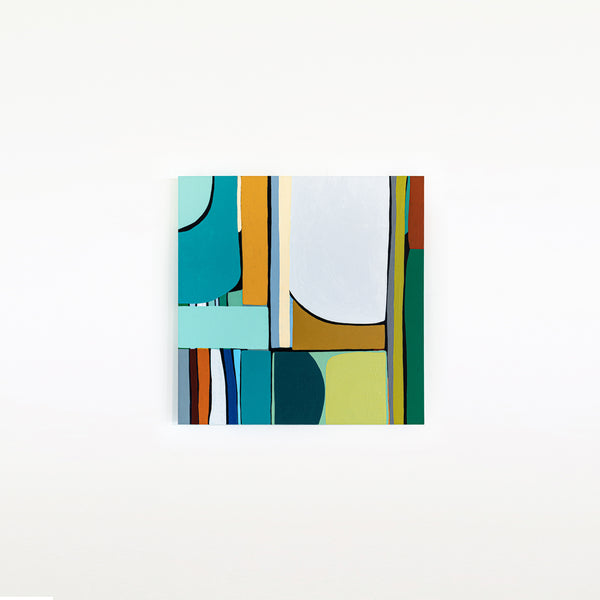 Original Abstract Colorful Painting, Unique Modern Minimalist Canvas Wall Art | Mid-century Rendezvous (36"x36")