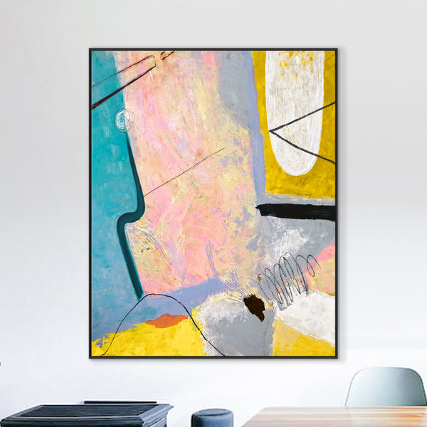 Original Abstract Original Painting of Consciousness, Canvas Wall Art with Pencil Marks | Mindscape (Vertical Ver.)
