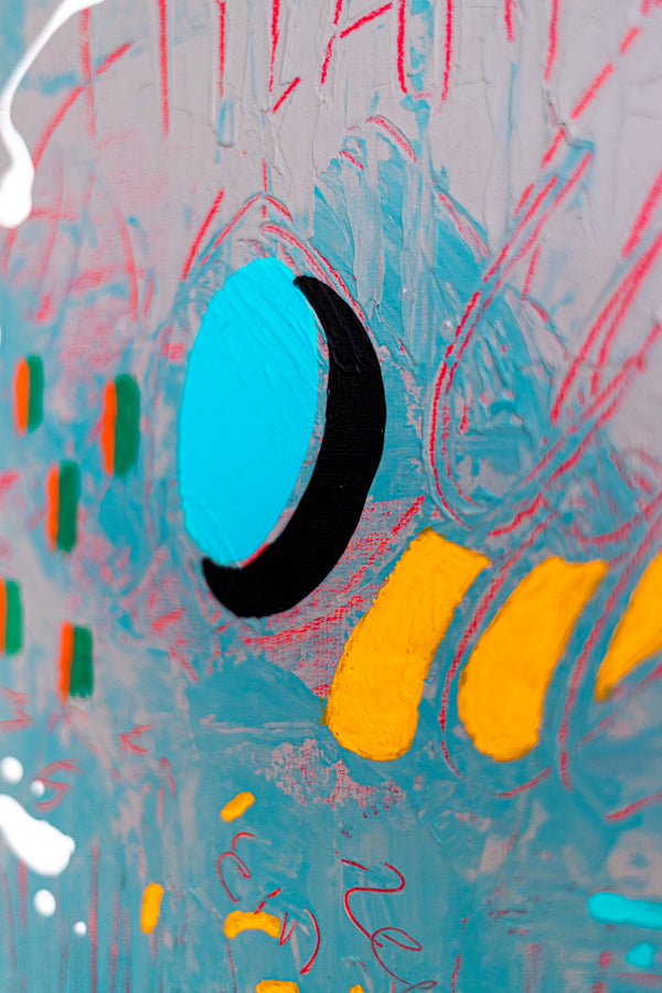 Abstract Painting - Original Wall Art – Oil & Acrylic on Canvas – Turquoise Contemporary Modern Wall Art – Minus ita II (20"x20" | 50x50cm)