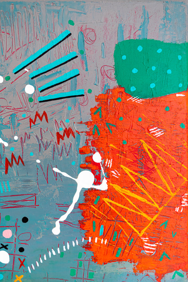 Abstract Painting - Original Wall Art – Oil & Acrylic on Canvas – Turquoise Contemporary Modern Wall Art – Minus ita II (20"x20" | 50x50cm)