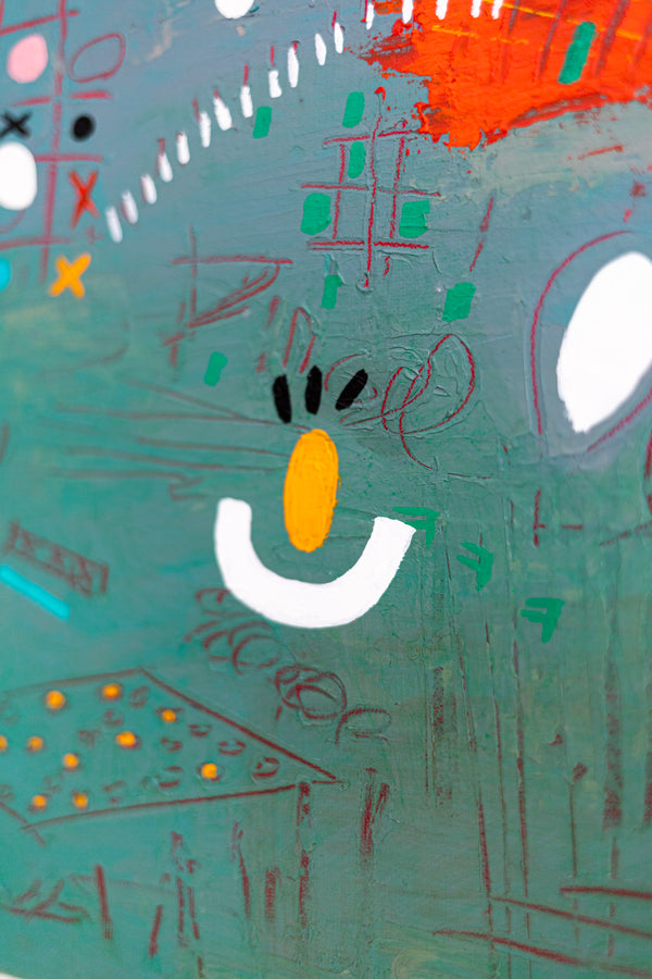 Abstract Painting - Original Wall Art – Oil & Acrylic on Canvas – Turquoise Contemporary Modern Wall Art – Minus ita II (20"x20" | 50x50cm)