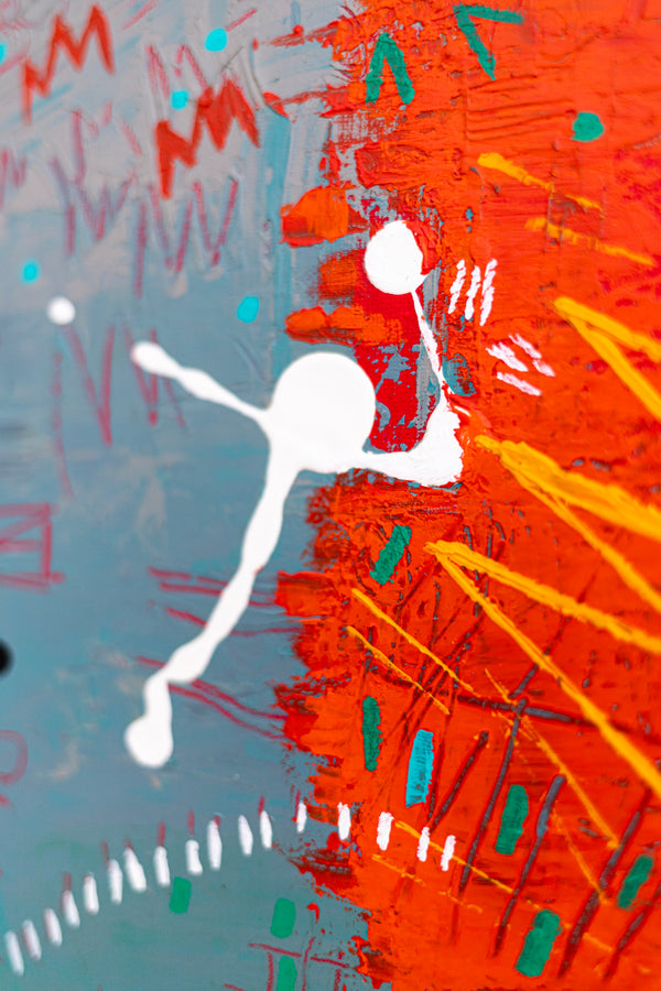 Abstract Painting - Original Wall Art – Oil & Acrylic on Canvas – Turquoise Contemporary Modern Wall Art – Minus ita II (20"x20" | 50x50cm)