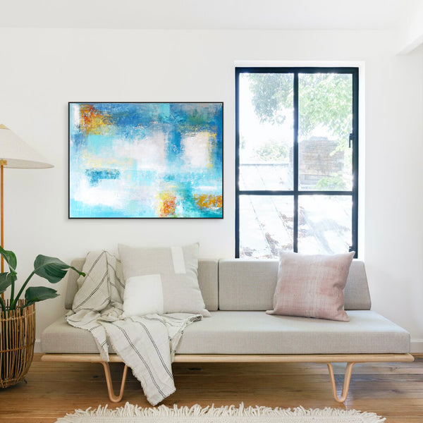 Contemporary Original Abstract Painting in Acrylic, Large Modern Canvas Wall art of Colorful Brush Strokes | Misty
