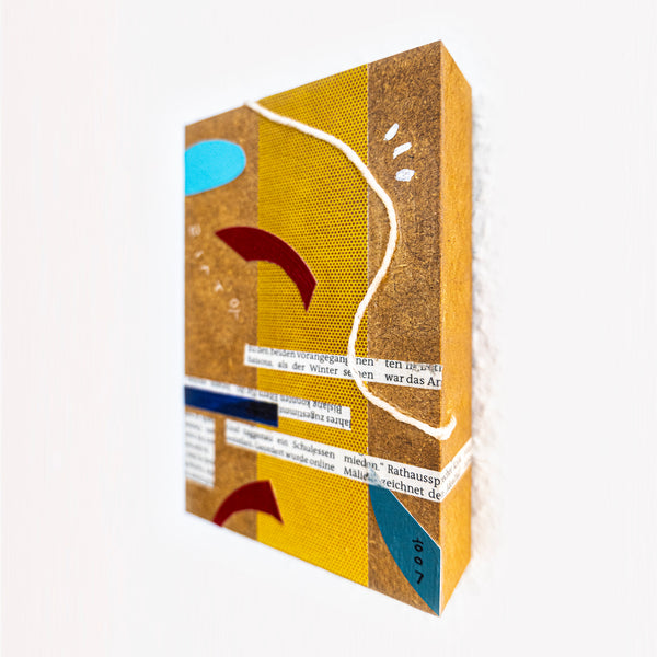 Abstract Painting – Original Collage Wall Art – Acrylic Oil & Mixed Media on Wood – "Mixed Media Collage - GA-1" – 4"x6" (10x15cm)