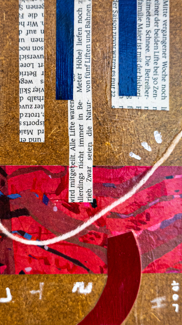 Abstract Painting – Original Collage Wall Art – Acrylic Oil & Mixed Media on Wood – "Mixed Media Collage - GA-2" – 4"x6" (10x15cm)