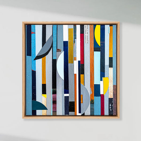 Abstract Painting – Original Collage Wall Art – Acrylic Oil & Mixed Media on Canvas – "Mixed Media Collage - GA" – 8"x8" (20x20cm)