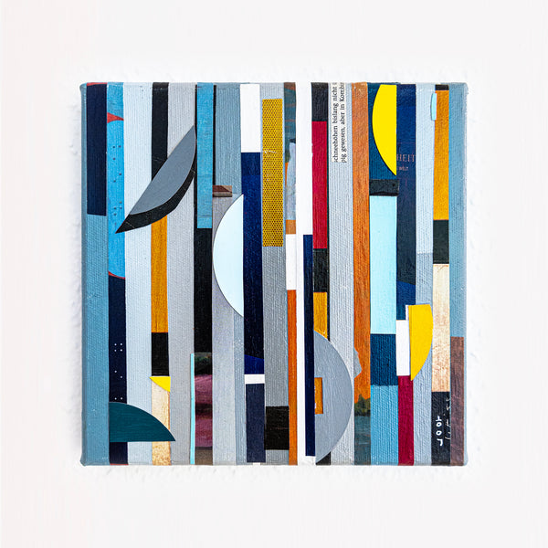 Abstract Painting – Original Collage Wall Art – Acrylic Oil & Mixed Media on Canvas – "Mixed Media Collage - GA" – 8"x8" (20x20cm)