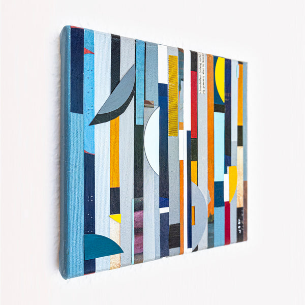 Abstract Painting – Original Collage Wall Art – Acrylic Oil & Mixed Media on Canvas – "Mixed Media Collage - GA" – 8"x8" (20x20cm)