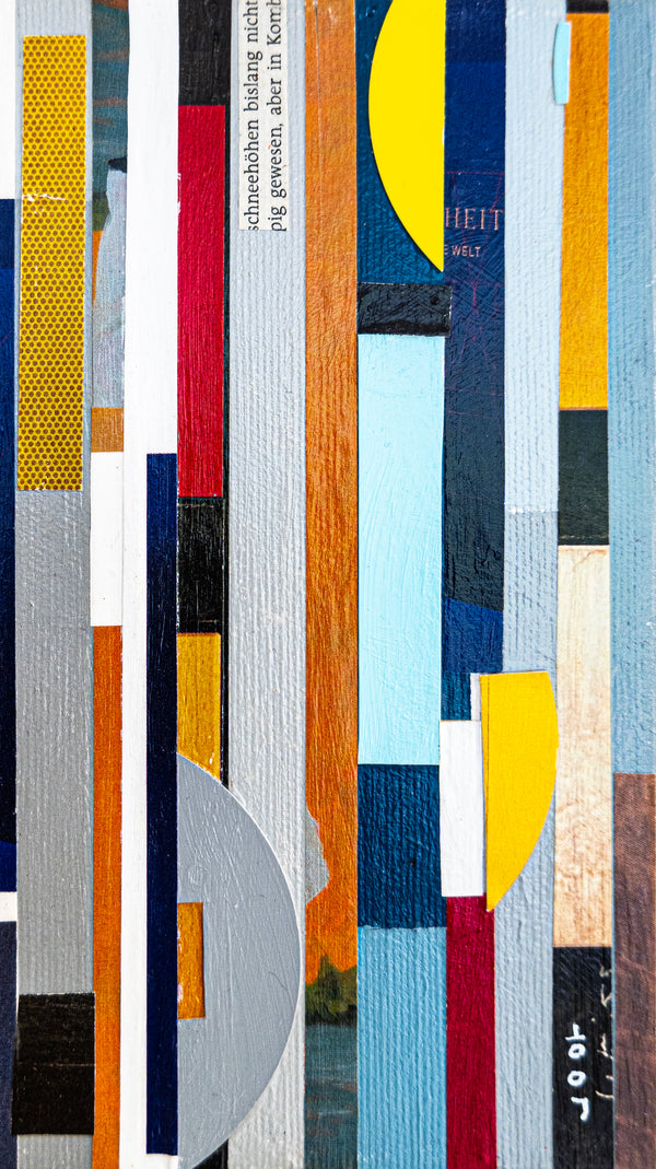 Abstract Painting – Original Collage Wall Art – Acrylic Oil & Mixed Media on Canvas – "Mixed Media Collage - GA" – 8"x8" (20x20cm)