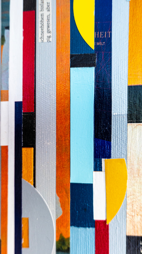 Abstract Painting – Original Collage Wall Art – Acrylic Oil & Mixed Media on Canvas – "Mixed Media Collage - GA" – 8"x8" (20x20cm)