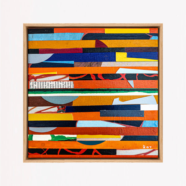 Abstract Painting – Original Collage Wall Art – Acrylic Oil & Mixed Media on Canvas – "Mixed Media Collage - OR" – 8"x8" (20x20cm)