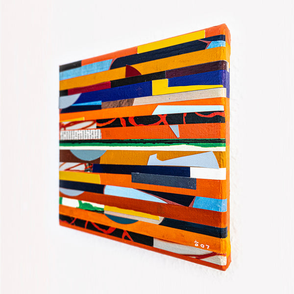 Abstract Painting – Original Collage Wall Art – Acrylic Oil & Mixed Media on Canvas – "Mixed Media Collage - OR" – 8"x8" (20x20cm)