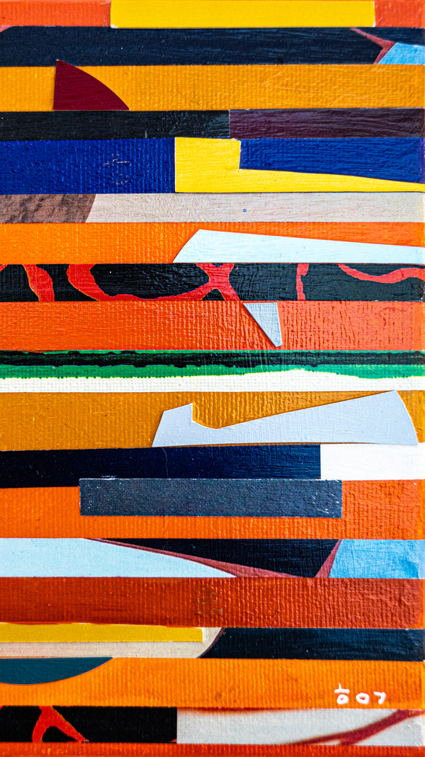 Abstract Painting – Original Collage Wall Art – Acrylic Oil & Mixed Media on Canvas – "Mixed Media Collage - OR" – 8"x8" (20x20cm)