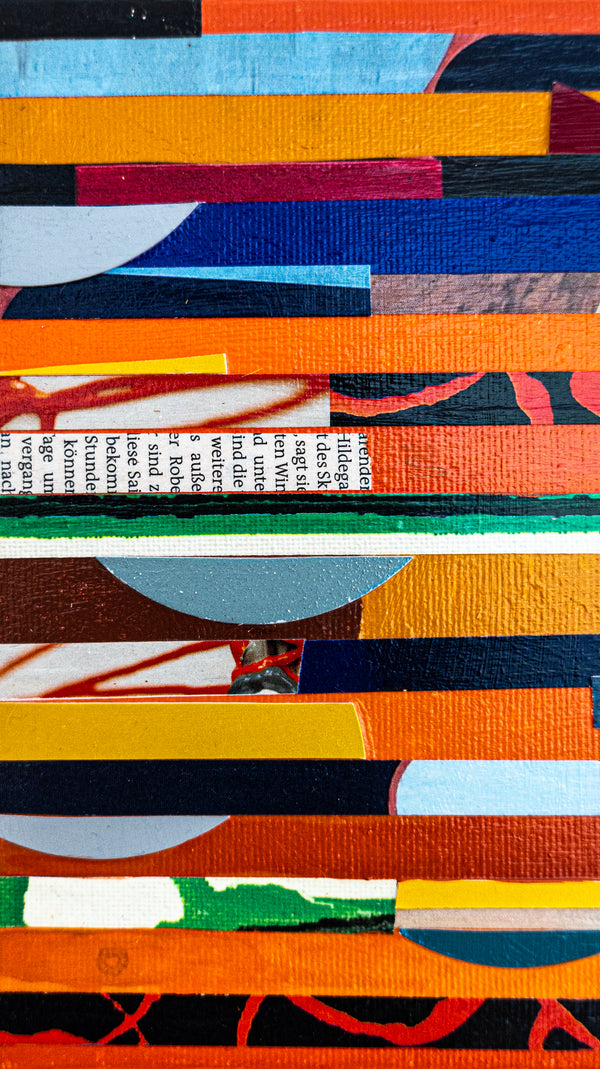 Abstract Painting – Original Collage Wall Art – Acrylic Oil & Mixed Media on Canvas – "Mixed Media Collage - OR" – 8"x8" (20x20cm)