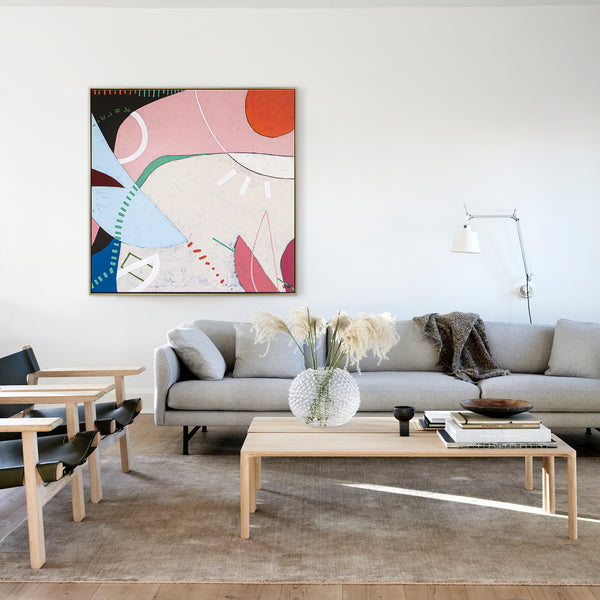 Modern Abstract Original Painting in Acrylic, Captivating Symphony of Colors and Curves in Canvas Wall Art | Mond