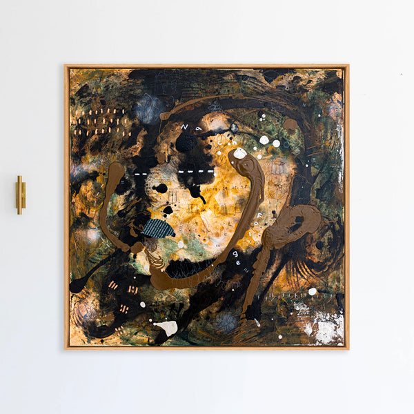 Abstract Painting – Original Wall Art – Acrylic & Oil Painting on Canvas – Mixed Media Framed Painting – "Mutua actio III" – 20"x20" (50x50cm)