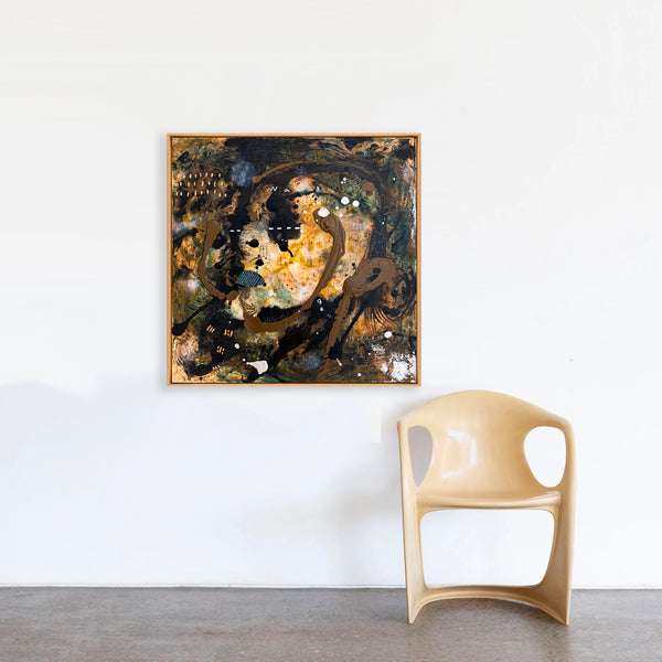 Abstract Painting – Original Wall Art – Acrylic & Oil Painting on Canvas – Mixed Media Framed Painting – "Mutua actio III" – 20"x20" (50x50cm)