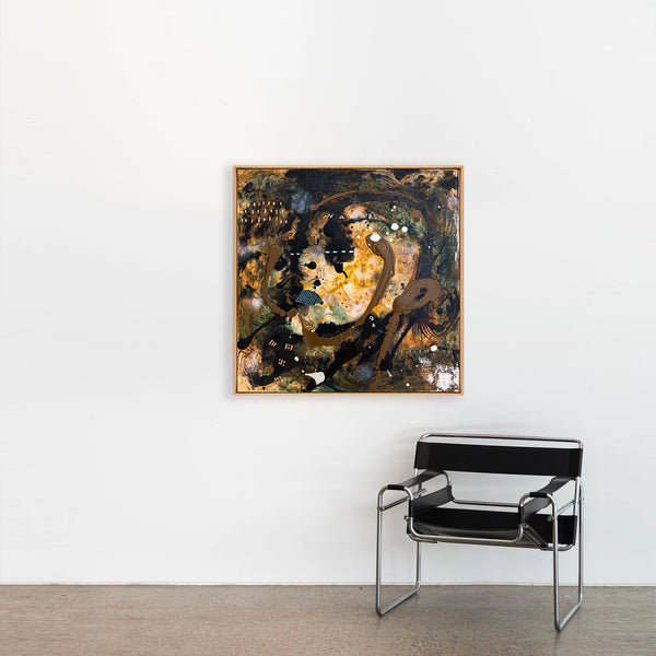 Abstract Painting – Original Wall Art – Acrylic & Oil Painting on Canvas – Mixed Media Framed Painting – "Mutua actio III" – 20"x20" (50x50cm)