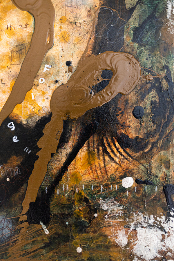 Abstract Painting – Original Wall Art – Acrylic & Oil Painting on Canvas – Mixed Media Framed Painting – "Mutua actio III" – 20"x20" (50x50cm)