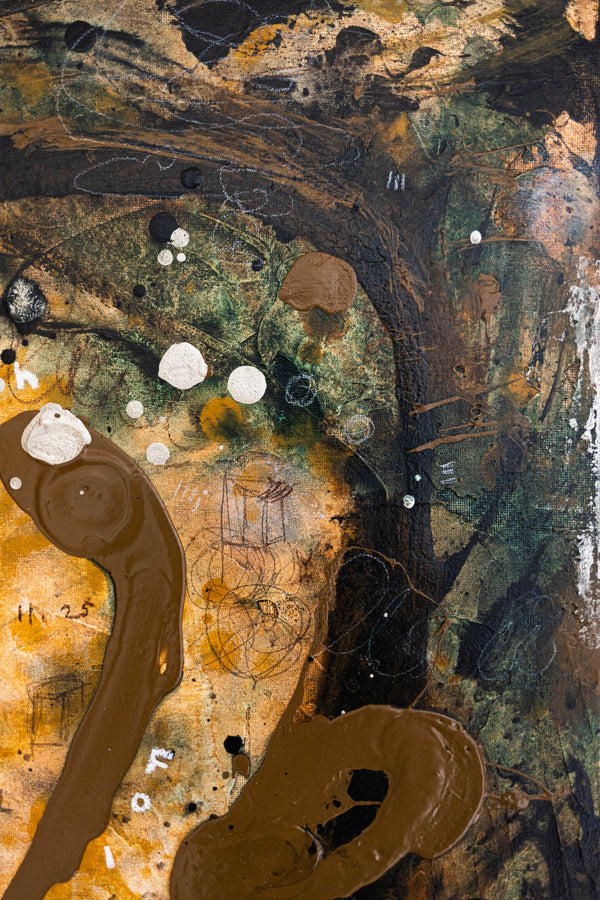 Abstract Painting – Original Wall Art – Acrylic & Oil Painting on Canvas – Mixed Media Framed Painting – "Mutua actio III" – 20"x20" (50x50cm)