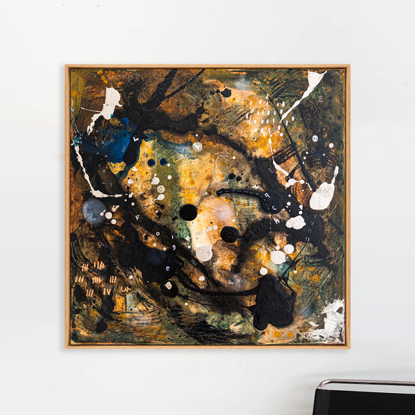 Abstract Painting – Original Wall Art – Acrylic & Oil Painting on Canvas – Mixed Media Framed Painting – "Mutua actio II" – 20"x20" (50x50cm)