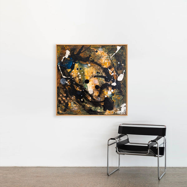 Abstract Painting – Original Wall Art – Acrylic & Oil Painting on Canvas – Mixed Media Framed Painting – "Mutua actio II" – 20"x20" (50x50cm)