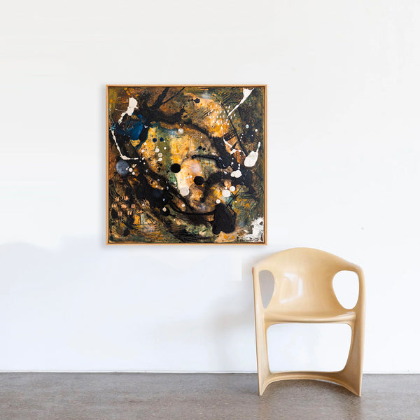 Abstract Painting – Original Wall Art – Acrylic & Oil Painting on Canvas – Mixed Media Framed Painting – "Mutua actio II" – 20"x20" (50x50cm)