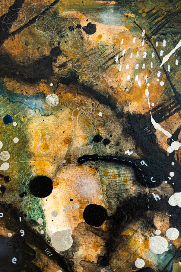 Abstract Painting – Original Wall Art – Acrylic & Oil Painting on Canvas – Mixed Media Framed Painting – "Mutua actio II" – 20"x20" (50x50cm)