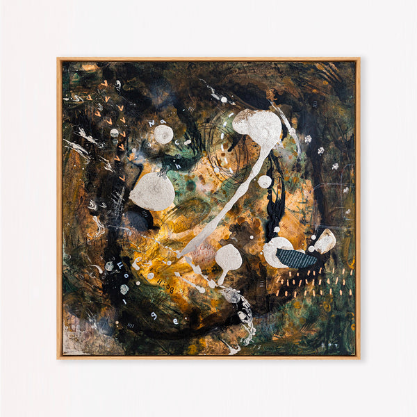 Abstract Painting – Original Wall Art – Acrylic & Oil Painting on Canvas – Mixed Media Framed Painting – "Mutua actio I" – 20"x20" (50x50cm)