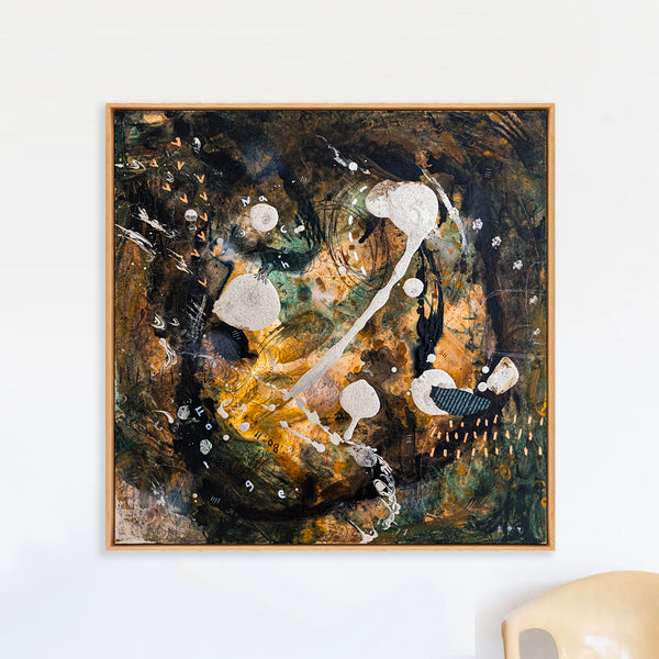 Abstract Painting – Original Wall Art – Acrylic & Oil Painting on Canvas – Mixed Media Framed Painting – "Mutua actio I" – 20"x20" (50x50cm)