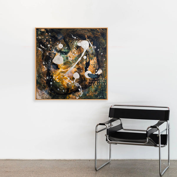 Abstract Painting – Original Wall Art – Acrylic & Oil Painting on Canvas – Mixed Media Framed Painting – "Mutua actio I" – 20"x20" (50x50cm)