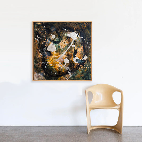 Abstract Painting – Original Wall Art – Acrylic & Oil Painting on Canvas – Mixed Media Framed Painting – "Mutua actio I" – 20"x20" (50x50cm)