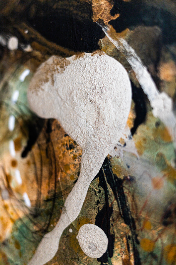 Abstract Painting – Original Wall Art – Acrylic & Oil Painting on Canvas – Mixed Media Framed Painting – "Mutua actio I" – 20"x20" (50x50cm)